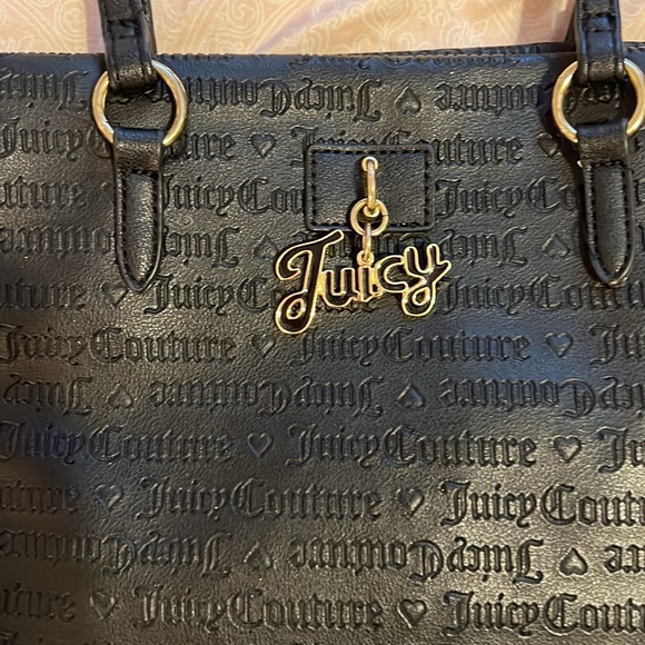 Juicy Couture Black Satchel with Pink Floral Accents - Picture 2 of 16